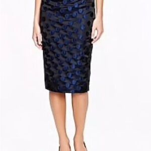 J. Crew Blue and Black Brocade Number 2 Pencil Skirt